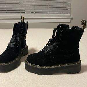Dr Martens velvet platform boots